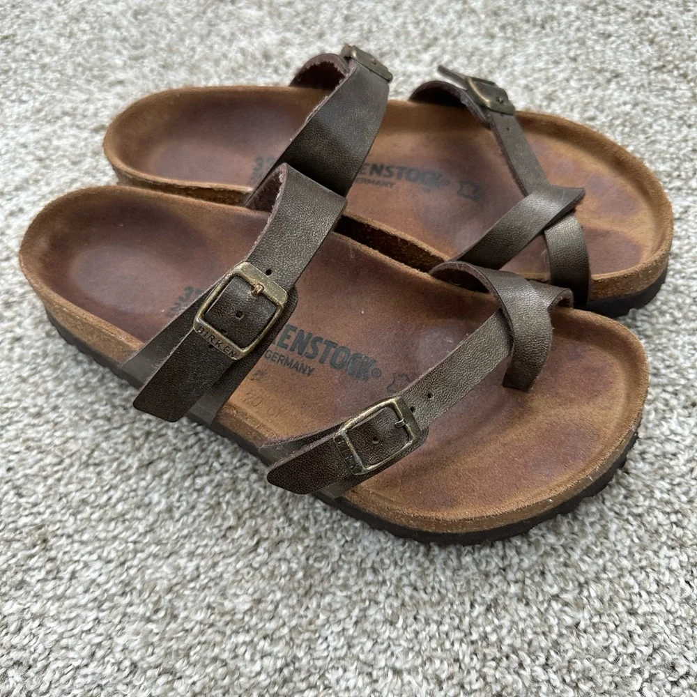 Birkenstock Mayari Brown Leather Flip Flops Shoes Size 37 - Picture 4 of 7